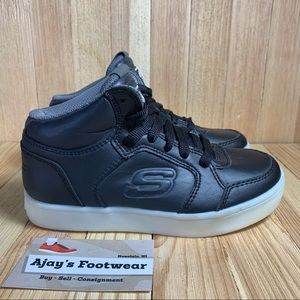 Skechers Kid's Youth Energy Lights Casual High Top Shoes Black/White Size: 13